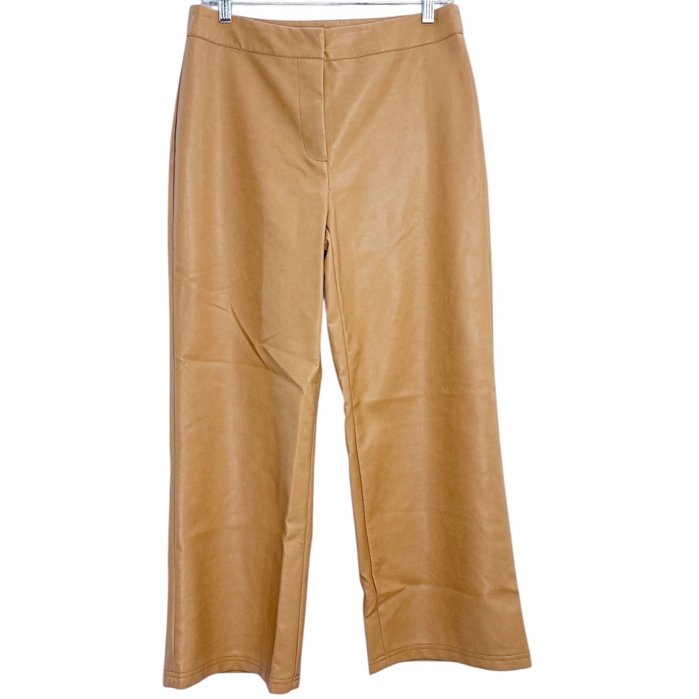 Bagatelle Collection‎ Faux Leather Pants Womens Size M Tan Straight Leg Career